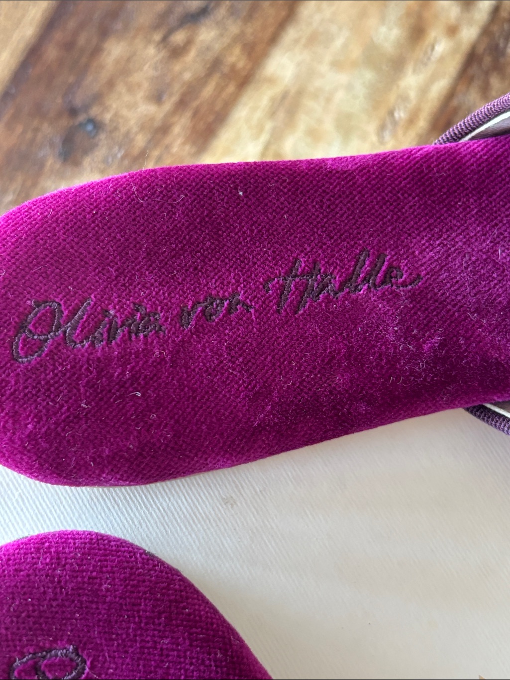 Olivia Von Halle Contessa Pasha Pink Slippers In Velvet Size 38 — image 5 of 8